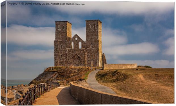 Sunlight on the Reculver Towers Canvas Print by David Powley