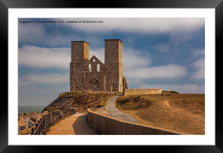 Sunlight on the Reculver Towers Framed Mounted Print by David Powley