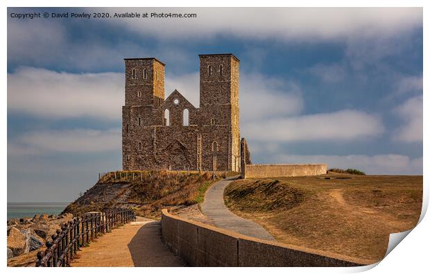 Sunlight on the Reculver Towers Print by David Powley