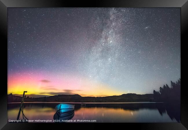 Loch Ordie Aurora and Milky Way Framed Print by Fraser Hetherington