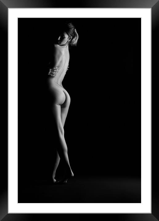 fine art nude of naked woman bodyscape sexy Framed Mounted Print by Alessandro Della Torre