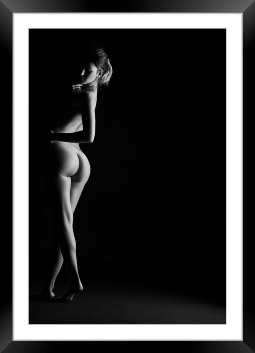 nude bodyscape woman standing Framed Mounted Print by Alessandro Della Torre