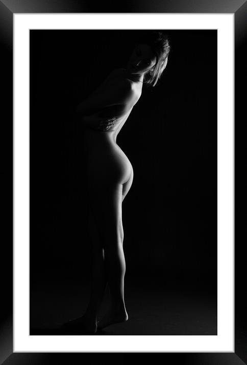 standing nude woman on bodyscape Framed Mounted Print by Alessandro Della Torre