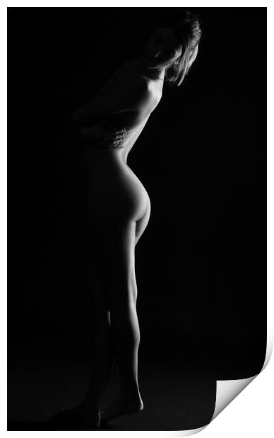 standing nude woman on bodyscape Print by Alessandro Della Torre