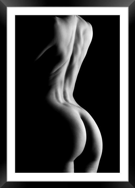 nude standing bodyscape of woman's ass and back Framed Mounted Print by Alessandro Della Torre