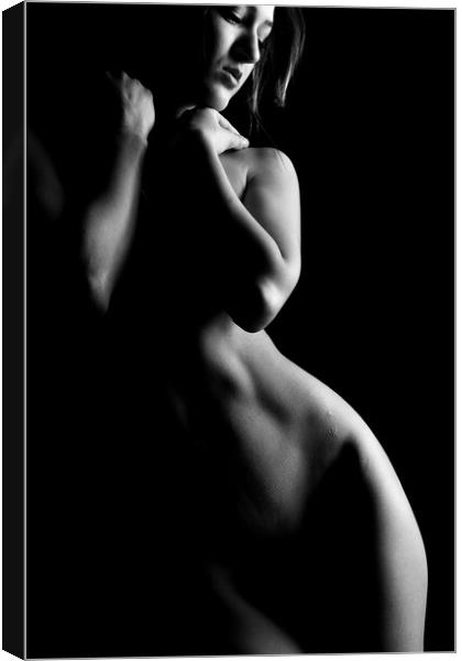 black and white bodyscape of nude girl Canvas Print by Alessandro Della Torre