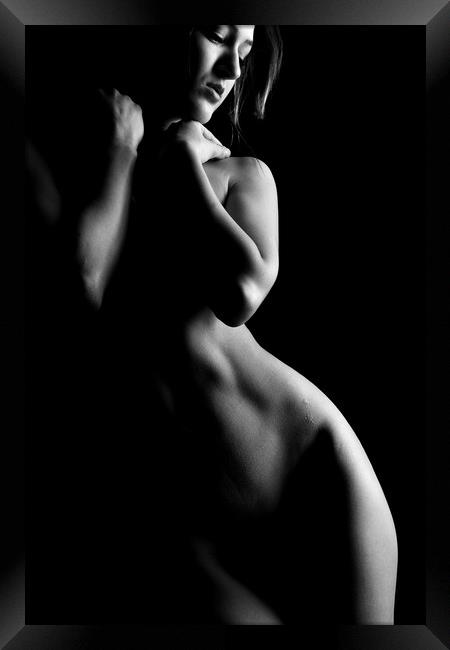 black and white bodyscape of nude girl Framed Print by Alessandro Della Torre