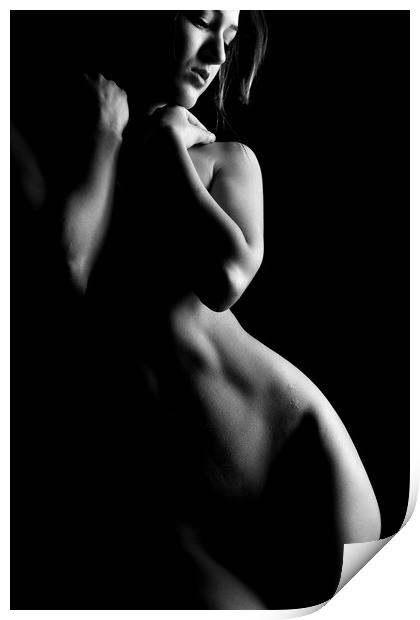 black and white bodyscape of nude girl Print by Alessandro Della Torre