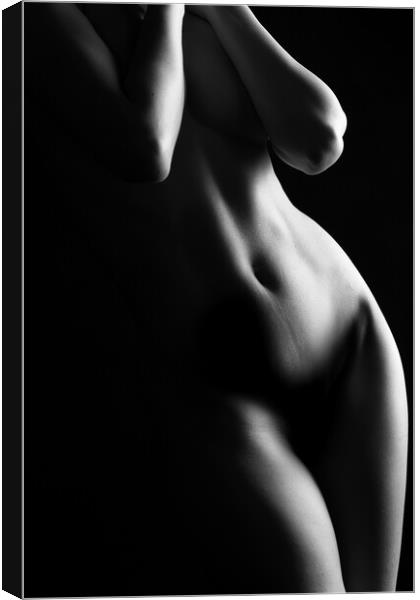 black and white bodyscape of nude girl Canvas Print by Alessandro Della Torre