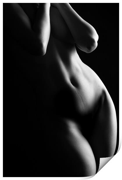 black and white bodyscape of nude girl Print by Alessandro Della Torre