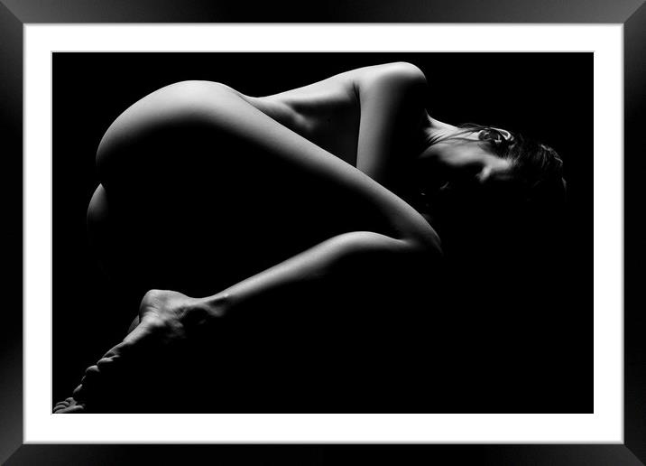 nude woman laying down naked sexy Framed Mounted Print by Alessandro Della Torre