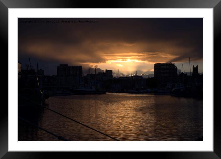 Sunset over Plymouth Framed Mounted Print by Chris Day