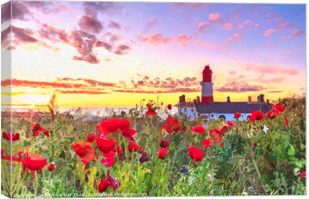 Radiant Sunrise at Souter Lighthouse Canvas Print by John Carson