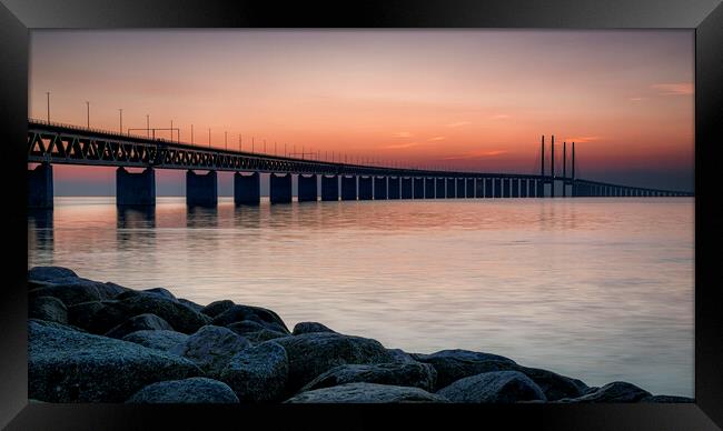 Oresunds Bridge After Sunset Framed Print by Antony McAulay