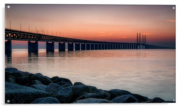Oresunds Bridge After Sunset Acrylic by Antony McAulay