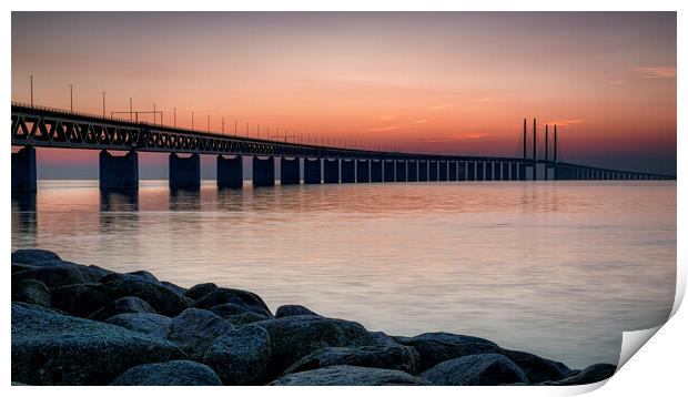 Oresunds Bridge After Sunset Print by Antony McAulay