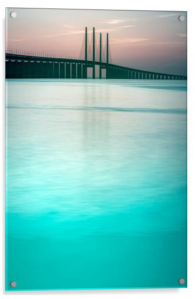 Oresunds Bridge at Blue Hour Acrylic by Antony McAulay