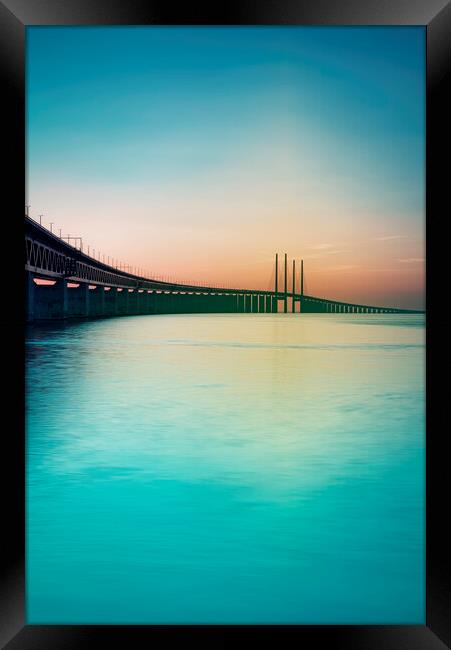 Oresunds Bridge at Dusk Framed Print by Antony McAulay