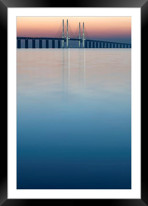Oresunds Bridge at Sunset Framed Mounted Print by Antony McAulay