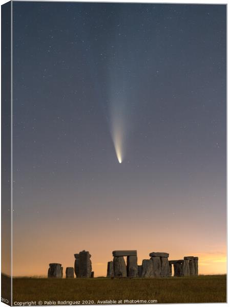 Comet Neowise over Stonehenge Canvas Print by Pablo Rodriguez