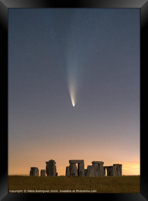 Comet Neowise over Stonehenge Framed Print by Pablo Rodriguez