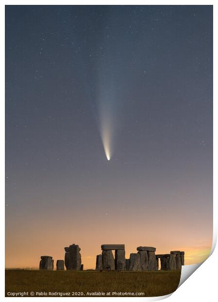 Comet Neowise over Stonehenge Print by Pablo Rodriguez
