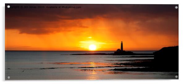 St Mary's Island sunrise panorama Acrylic by Jim Jones