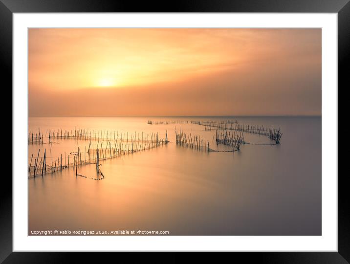 A sunset at La Albufera, Valencia Framed Mounted Print by Pablo Rodriguez