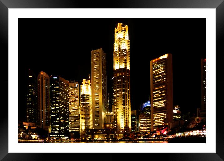 A view of a city at night Framed Mounted Print by Alessandro Della Torre