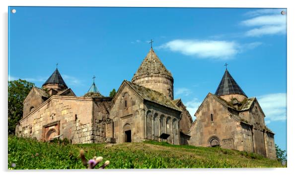 Goshavank Monastery in Armenia. Acrylic by Mikhail Pogosov