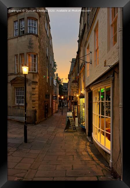 North Parade Passage Bath at dusk Sunset (Sally Lu Framed Print by Duncan Savidge