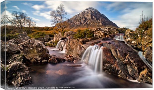Buachaille Etive Mor and Waterfalls Canvas Print by Chris Drabble