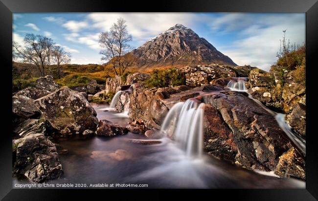 Buachaille Etive Mor and Waterfalls Framed Print by Chris Drabble