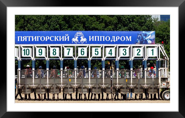 Horse racing in Pyatigorsk Framed Mounted Print by Mikhail Pogosov