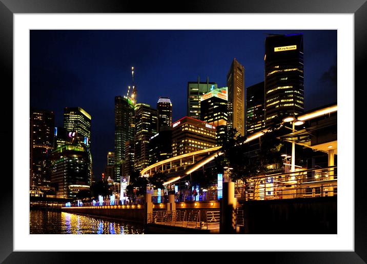 nigth city light panorama overview cityscape Framed Mounted Print by Alessandro Della Torre