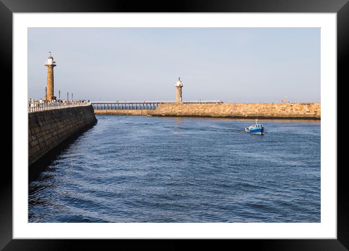 Fishing boat enters Whitby harbour Framed Mounted Print by Jason Wells