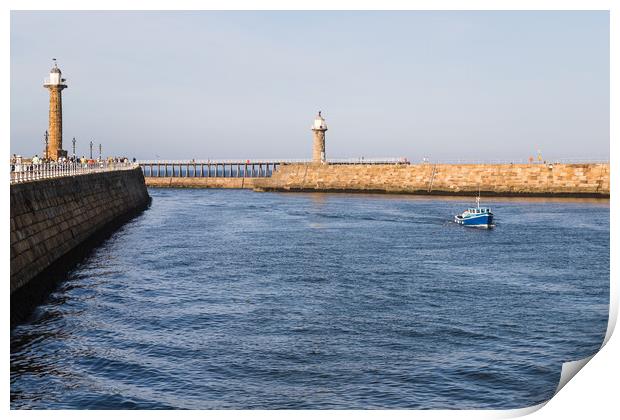 Fishing boat enters Whitby harbour Print by Jason Wells