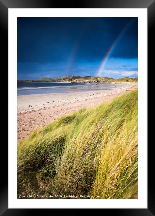 The Majestic Double Rainbow of Balnakeil Framed Mounted Print by Chris Lauder