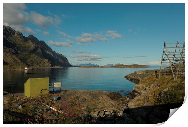 fjord in norway in front of ocean view panorama Print by Alessandro Della Torre