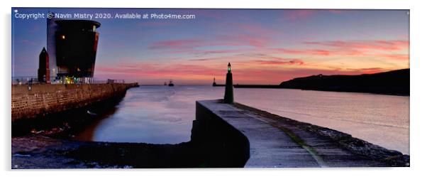Aberdeen Harbour Sunrise Acrylic by Navin Mistry