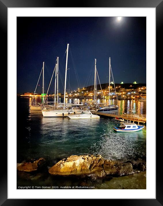 The small pier at night Framed Mounted Print by Tom Gomez