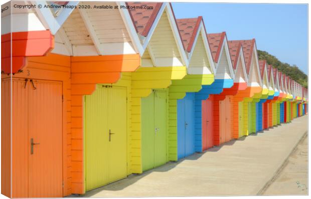Row of colourful Beach huts in Scarborough.   Canvas Print by Andrew Heaps
