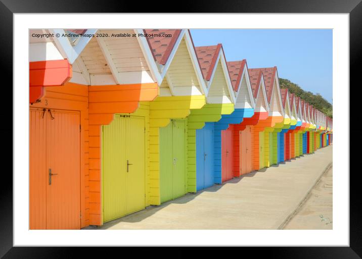 Row of colourful Beach huts in Scarborough.   Framed Mounted Print by Andrew Heaps