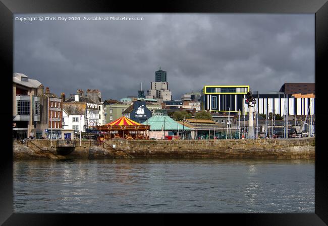 The Barbican and Plymouth Beyond Framed Print by Chris Day