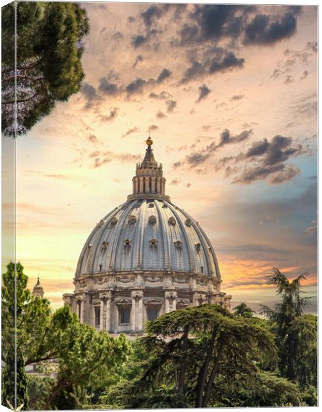 Ornate Dome of Saint Peters at Dusk Canvas Print by Darryl Brooks