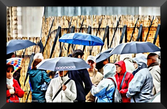 People in Rain Framed Print by Darryl Brooks