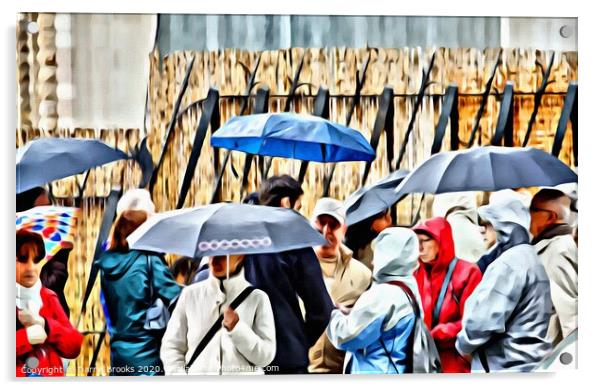 People in Rain Acrylic by Darryl Brooks