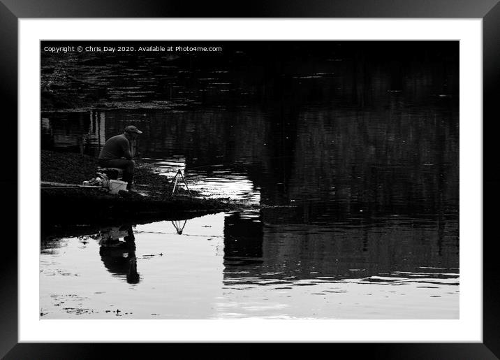 Fishing  a time for reflection Framed Mounted Print by Chris Day