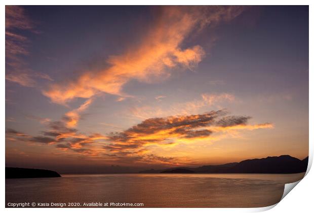 Awaiting Sunrise, Agios Nikolaos, Crete, Greece Print by Kasia Design