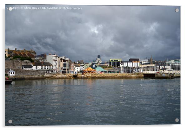 The Barbican Sutton harbour and Plymouth Acrylic by Chris Day